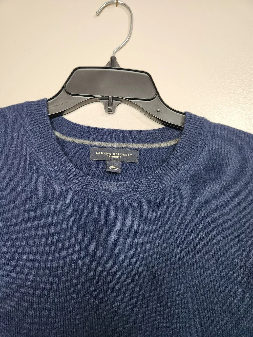 Banana Republic Men's 100% Cashmere Navy Crewneck Sweater Size Large
